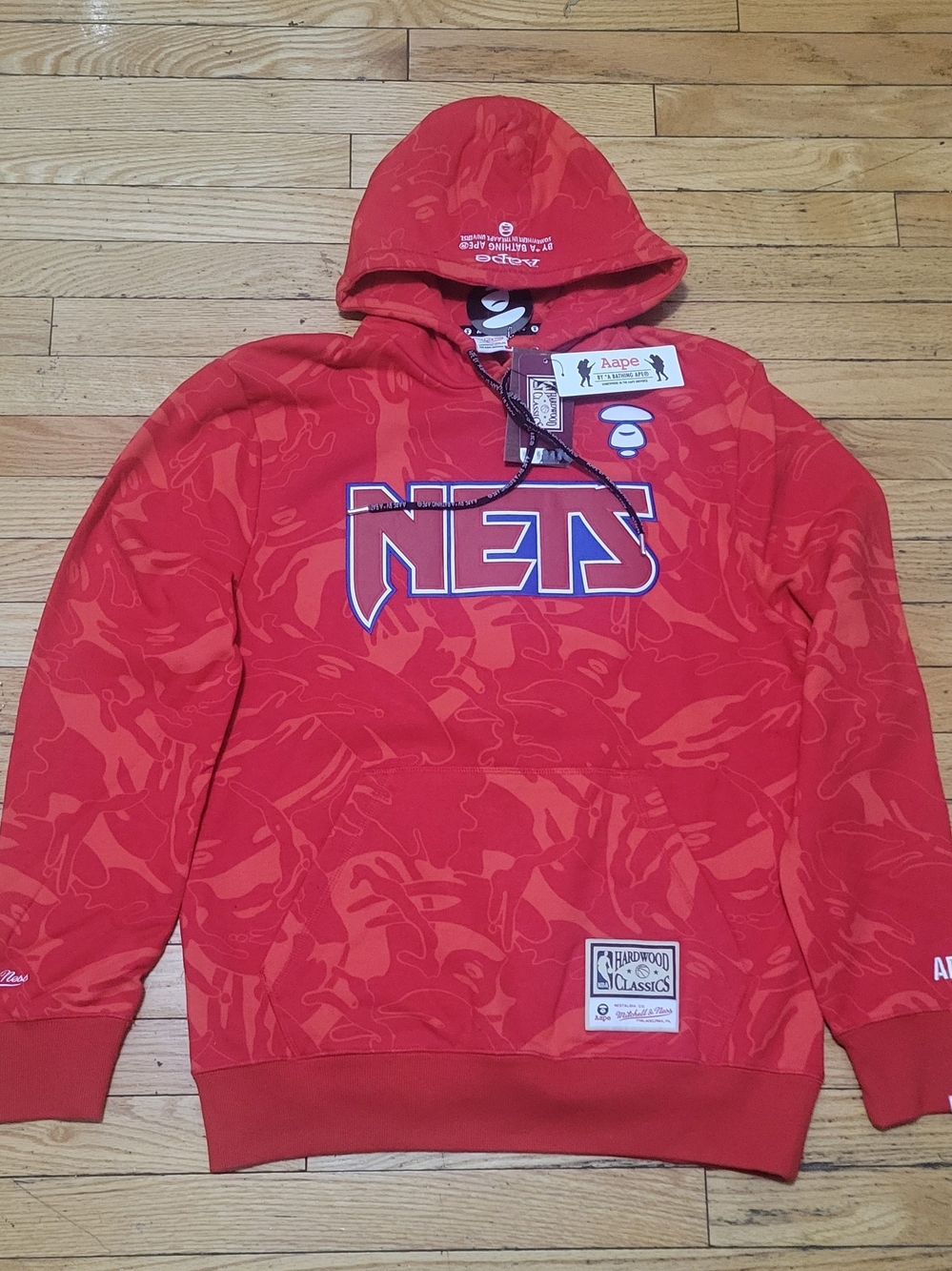 Aape x Mitchell & Ness Nets Hoodie Red size Large